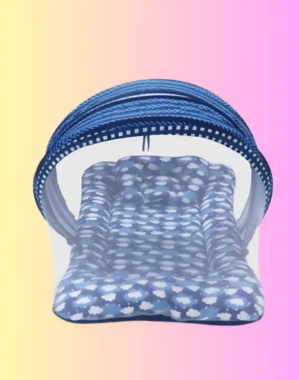 Cotton Bedding Set Thick Base Foldable Mosquito Net I Cotton Designer Mattress With Net | Baby Sleeping Bag | Carry Bed I Full Set