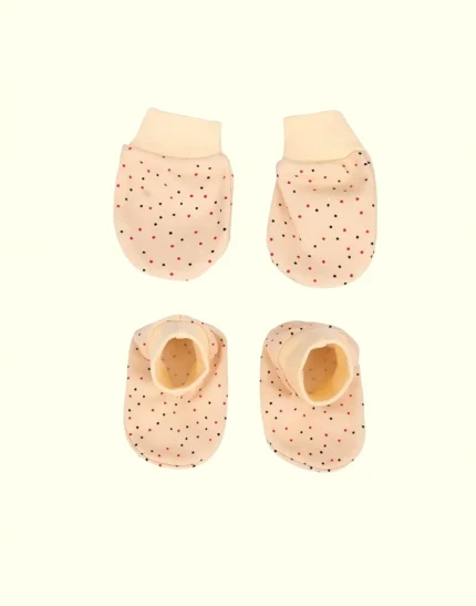 Booties Set Printed Gloves and Socks Combo (0-6 Months)