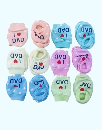 Booties Set Printed Gloves and Socks Combo (0-6 Months)
