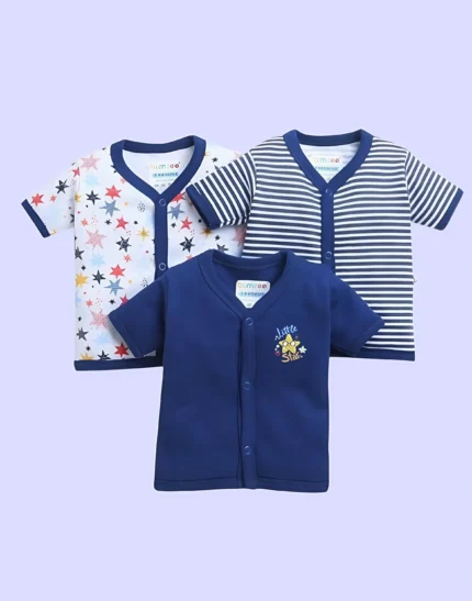 indilittle Navy & White Boys Half Sleeves Jablas