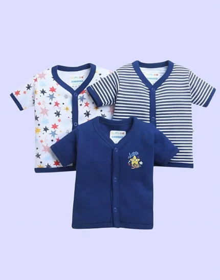 indilittle Navy & White Boys Half Sleeves Jablas