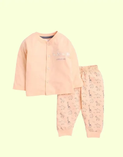 indilittle Orange Baby Boys Full Sleeves Jabla & Pyjama Set