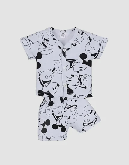 indilittle Teddy House Baby Boy Half Sleeves Grey Printed T-Shirt & Shorts