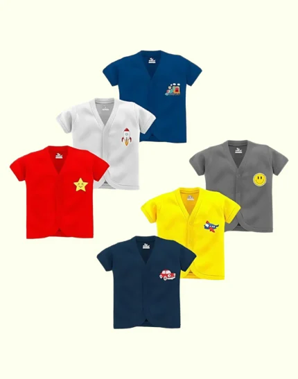 indilittle Kidbee Baby Boys' & Girls' T-Shirt Cotton Front Open Sleeveless Jhabla Vest- Tshirt