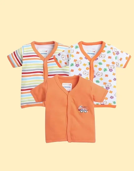 Baby Boys Half Sleeves Front Open Regular Fit Jablas Pack Of 3