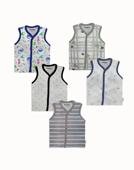 indilittle Baby 100% Cotton Hoisery Button Jabla | Multicolor Jhabla |