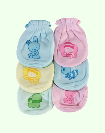 Indilittle Babys' Cotton Soft Mittens (Multicolour) (3-6 months)