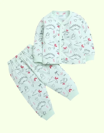 Light Green Baby Boys Full Sleeves Jabla & Pyjama Set