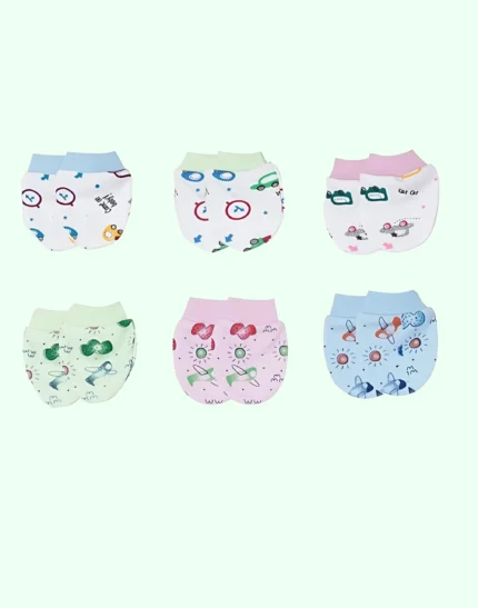 Indilittle Secure Steps Soft Cotton Baby Mittens with Elastic Ribbed Cuffs