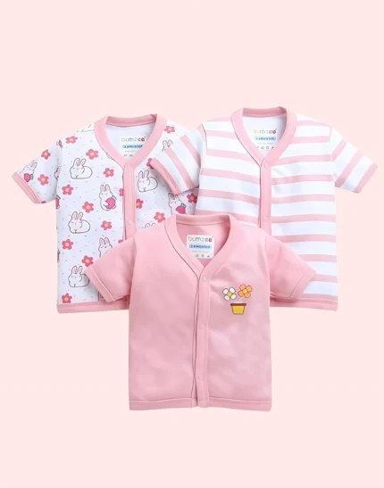 Peach & White Girls Half Sleeves Jablas Pack of 3 Age