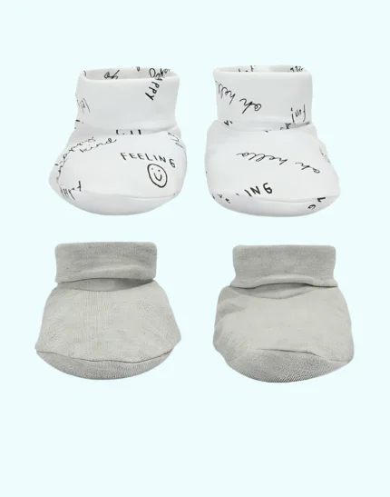 Booties Set Printed Gloves and Socks Combo (0-6 Months)