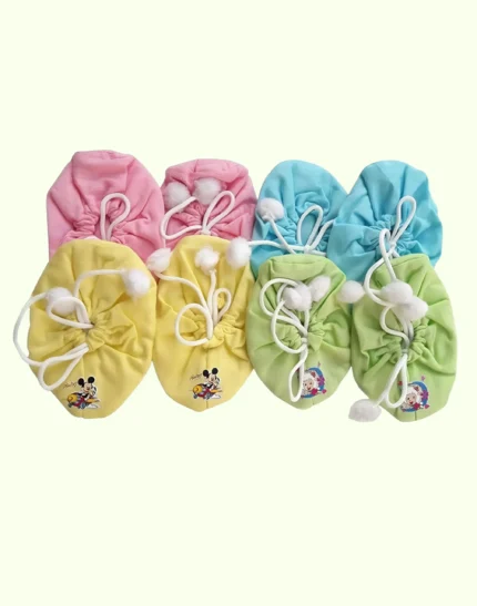 Booties Set Printed Gloves and Socks Combo (0-6 Months)