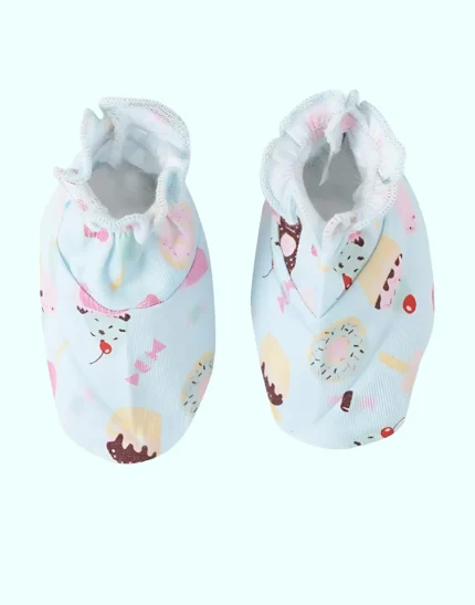 Booties Set Printed Gloves and Socks Combo (0-6 Months)