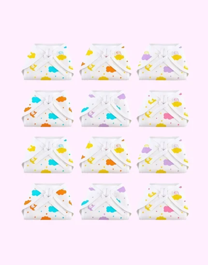 new born Baby's Cotton Cloth Diapers/Langot/nappy U Shaped Washable and Reusable Nappies (Multicolour,0-6 Months)