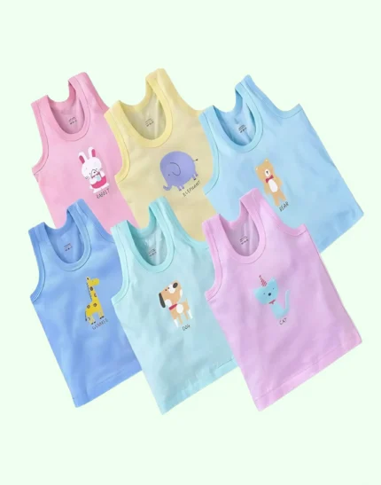 Printed Cotton Jersey Vest for Boys and Girls (Multicolor)