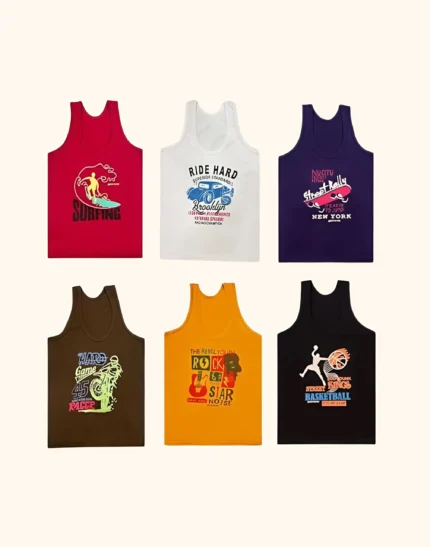 Printed Cotton Jersey Vest for Boys and Girls (Multicolor)