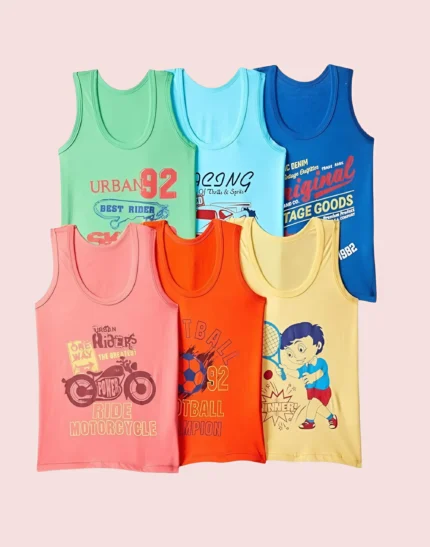 Printed Cotton Jersey Vest for Boys and Girls (Multicolor)
