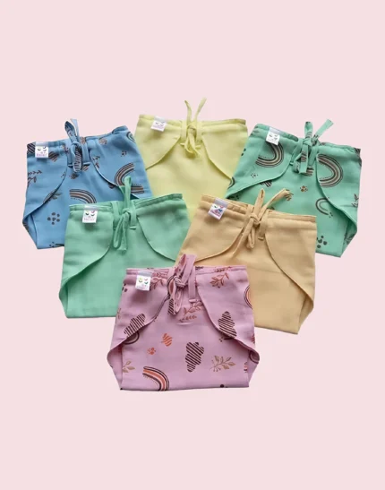 new born Baby's Cotton Cloth Diapers/Langot/nappy U Shaped Washable and Reusable Nappies (Multicolour,0-6 Months)